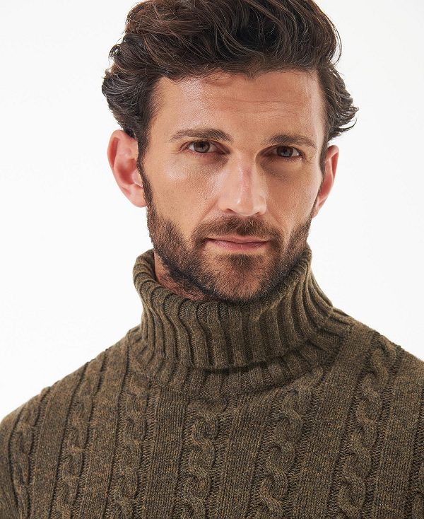 Barbour Duffle Cable-knit Jumper Willow Green | BABO88511