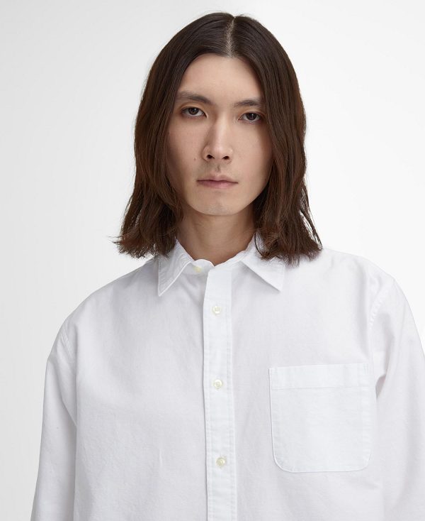 Barbour Dunand Oversized Long-sleeved Oxford Shirt White | BABO87924