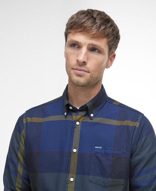 Barbour Dunoon Taillored Fit Shirt Blue Granite | BABO87838