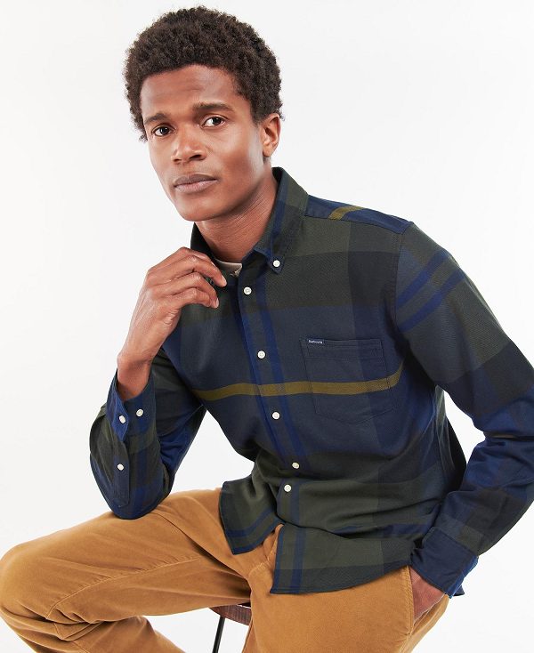 Barbour Dunoon Taillored Fit Shirt Blue Granite | BABO87838