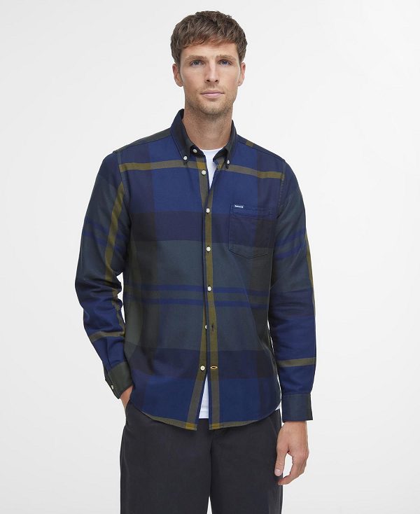 Barbour Dunoon Taillored Fit Shirt Blue Granite | BABO87838