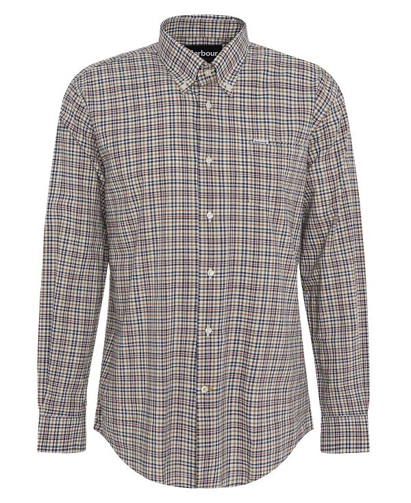 Barbour Durand Regular Long-sleeved Shirt Dark Tan | BABO87727