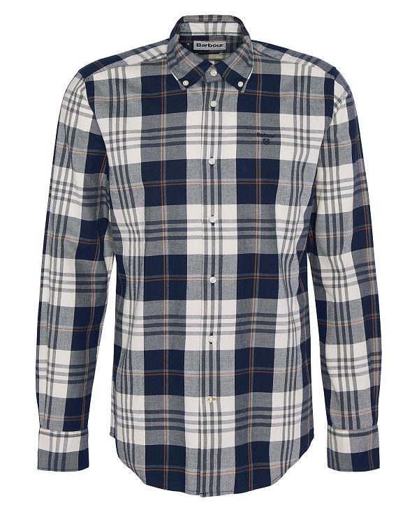 Barbour Edgar Tailored Long-sleeved Shirt Navy | BABO87875