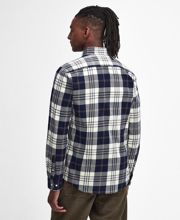 Barbour Edgar Tailored Long-sleeved Shirt Navy | BABO87875