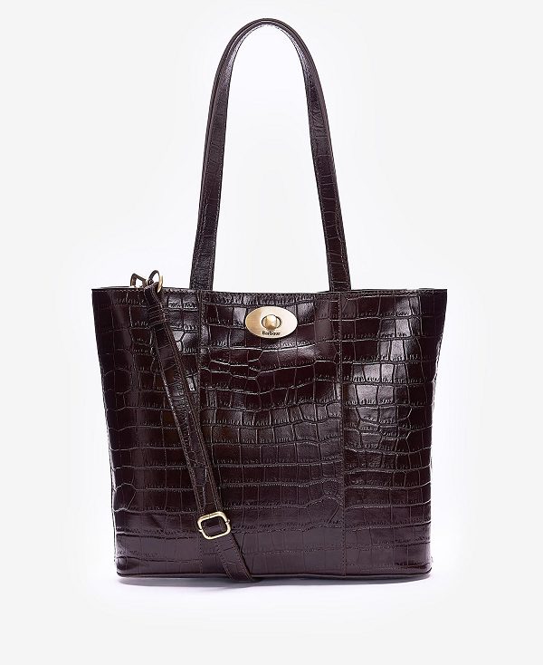 Barbour Eilein Leather Tote Bag Black Cherry | BABO89986