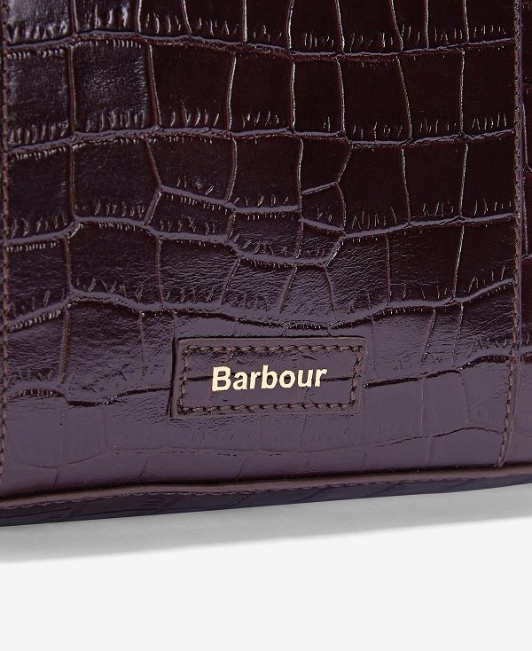 Barbour Eilein Leather Tote Bag Black Cherry | BABO89986