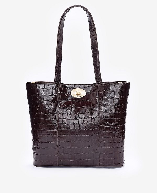 Barbour Eilein Leather Tote Bag Black Cherry | BABO89986