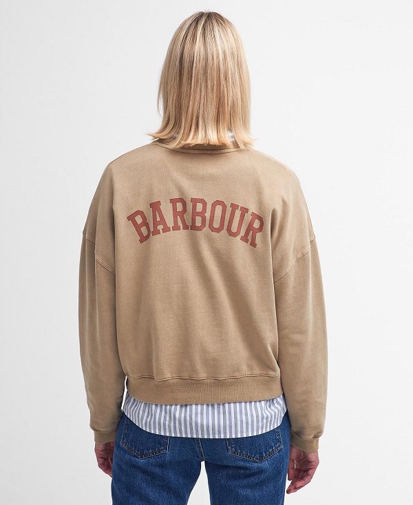 Barbour Elisha Logo Sweatshirt White Pepper | BABO89806