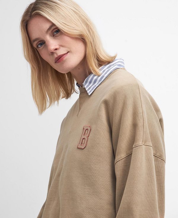 Barbour Elisha Logo Sweatshirt White Pepper | BABO89806