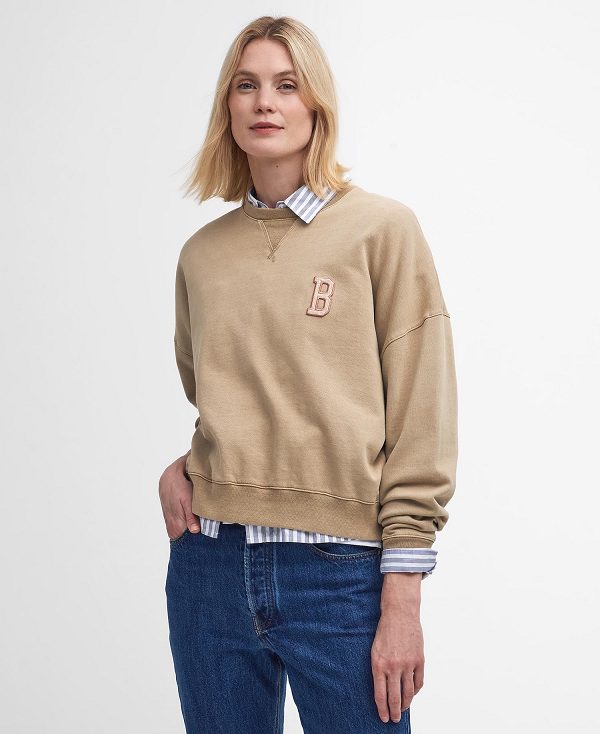 Barbour Elisha Logo Sweatshirt White Pepper | BABO89806