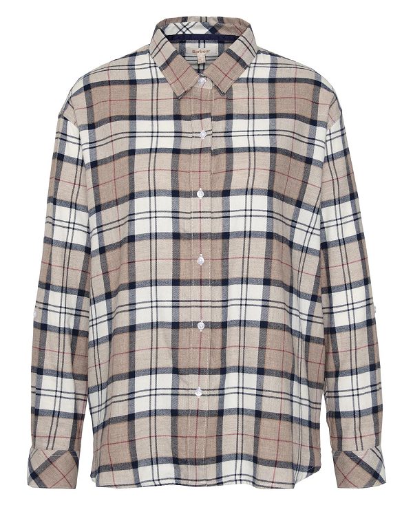 Barbour Elishaw Relaxed Long-sleeved Shirt Hessian Tartan | BABO89509