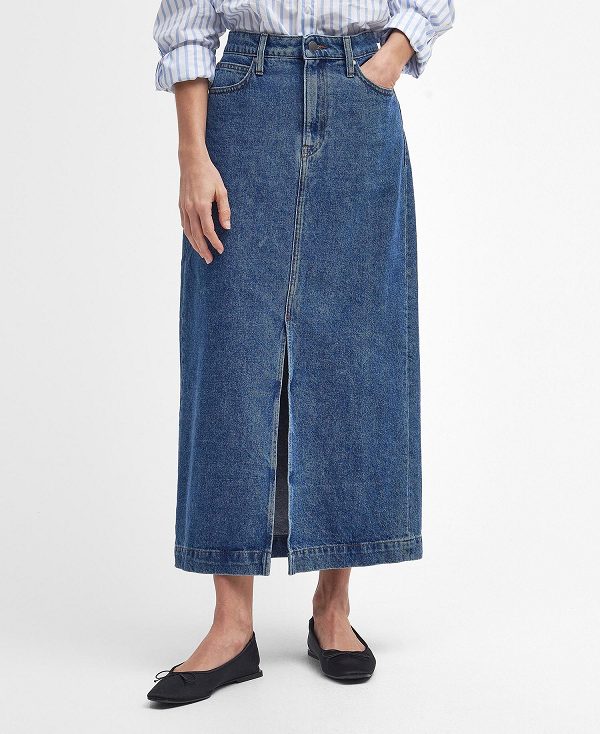 Barbour Ella Denim Midi Skirt Authentic | BABO89620