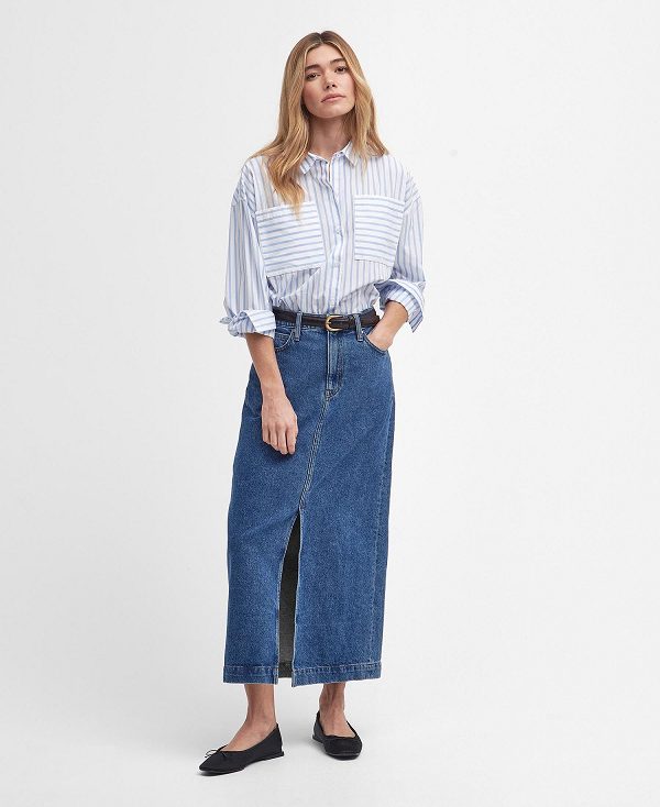 Barbour Ella Denim Midi Skirt Authentic | BABO89620