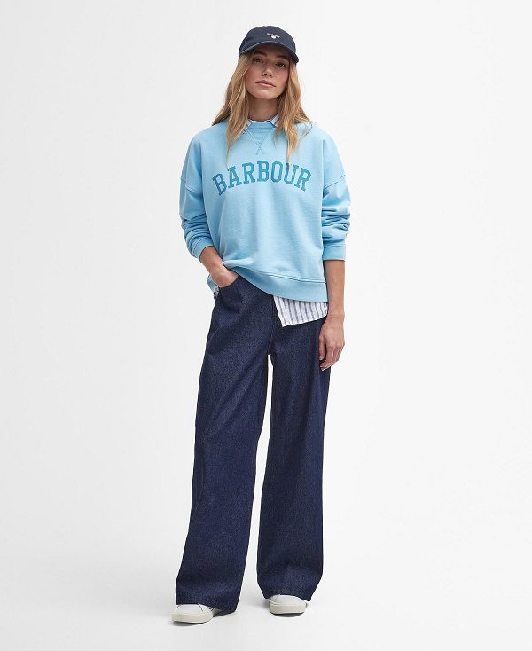 Barbour Ella Logo Sweatshirt Blue Haze | BABO89799