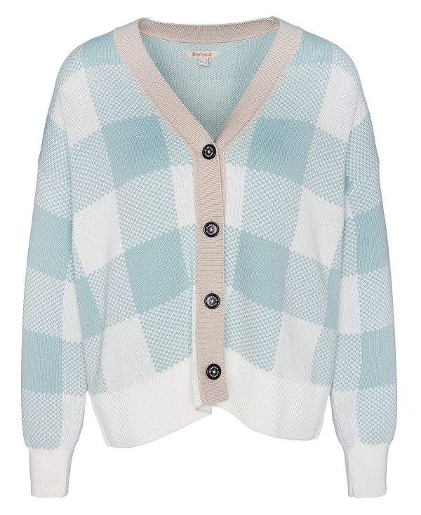 Barbour Elodie Gingham Cardigan Blue Haze | BABO89775