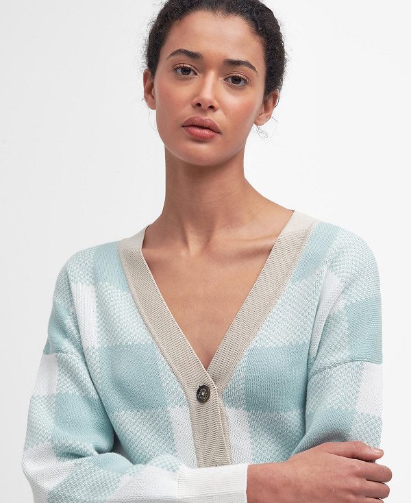 Barbour Elodie Gingham Cardigan Blue Haze | BABO89775