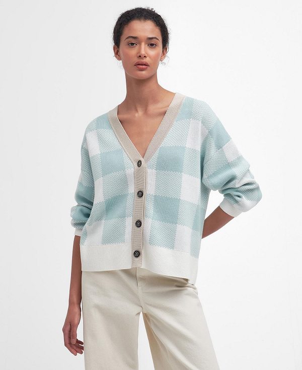 Barbour Elodie Gingham Cardigan Blue Haze | BABO89775