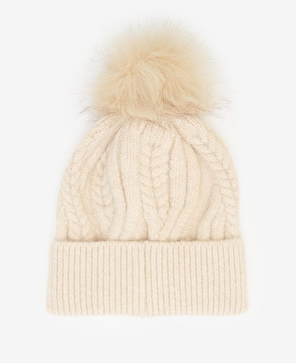 Barbour Elsdon Cable-knit Beanie Eggshell | BABO90015