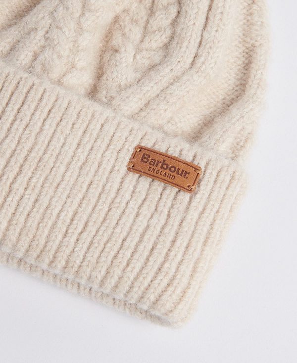 Barbour Elsdon Cable-knit Beanie Eggshell | BABO90015