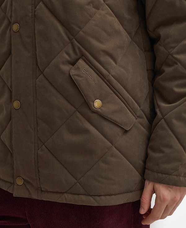 Barbour Elter Quilted Jacket Dark Olive | BABO87369