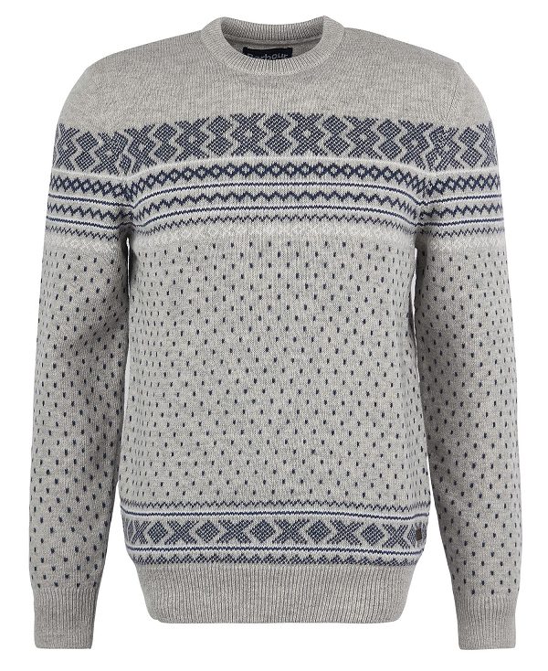 Barbour Essential Fairisle Sweatshirt Grey | BABO88540