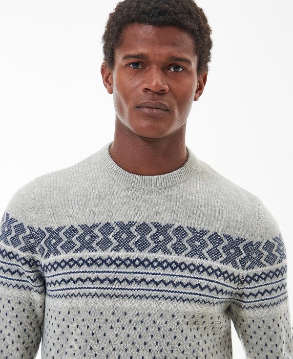 Barbour Essential Fairisle Sweatshirt Grey | BABO88540