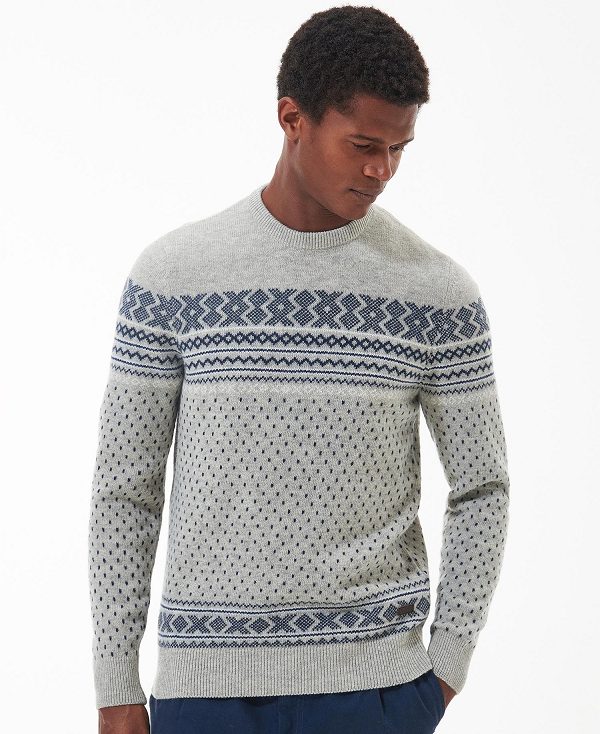 Barbour Essential Fairisle Sweatshirt Grey | BABO88540