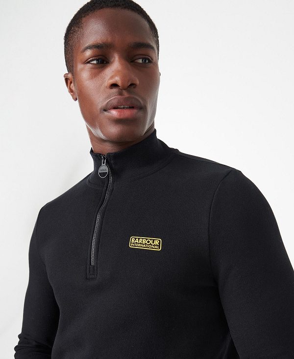 Barbour Essential Half-zip Sweatshirt Black | BABO88432