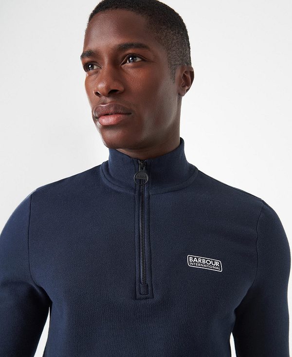 Barbour Essential Half-zip Sweatshirt Navy | BABO88429