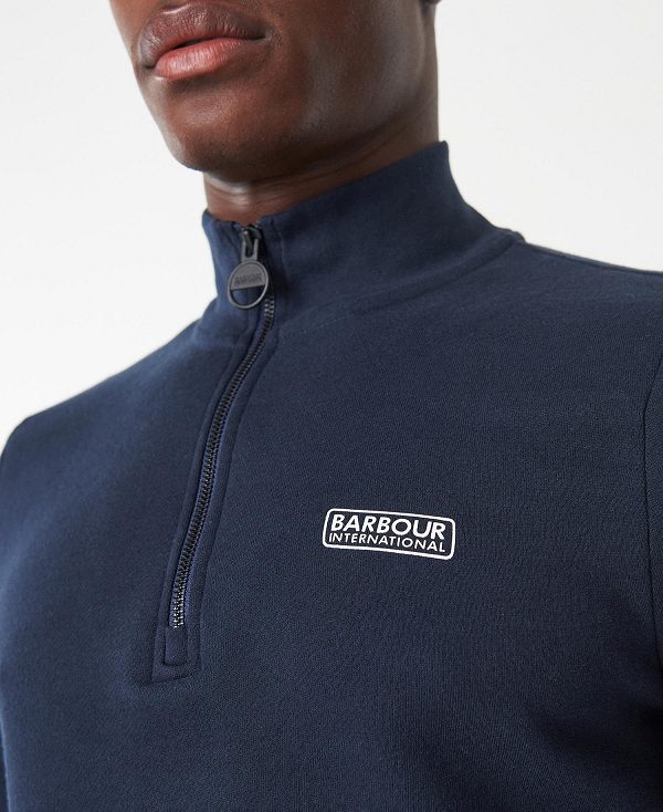 Barbour Essential Half-zip Sweatshirt Navy | BABO88429