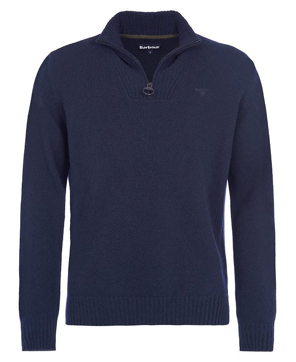 Barbour Essential L/Wool Half Zip Jumper Navy | BABO88518