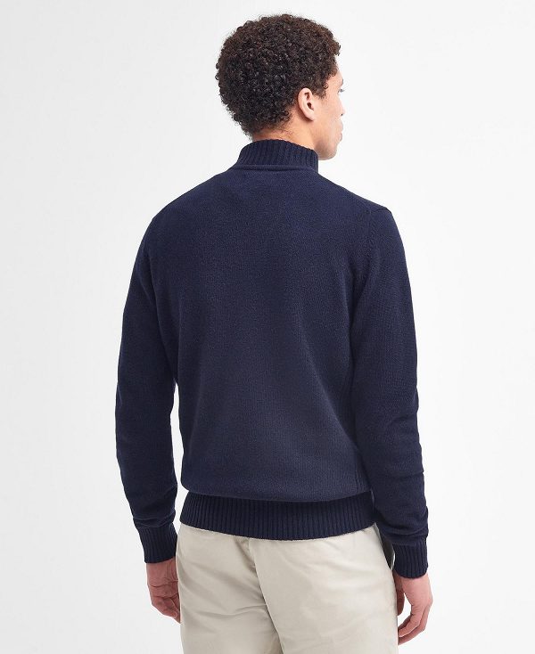 Barbour Essential L/Wool Half Zip Jumper Navy | BABO88518