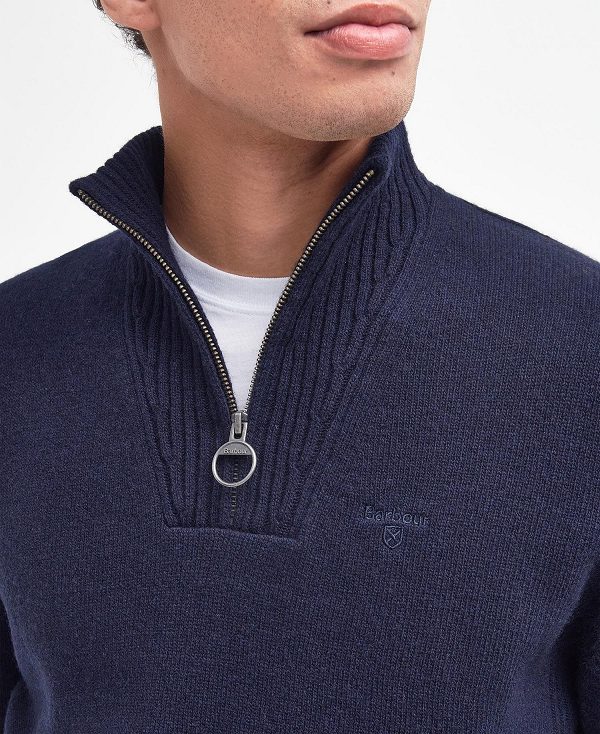 Barbour Essential L/Wool Half Zip Jumper Navy | BABO88518