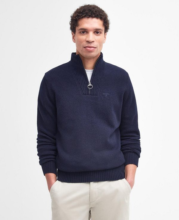 Barbour Essential L/Wool Half Zip Jumper Navy | BABO88518