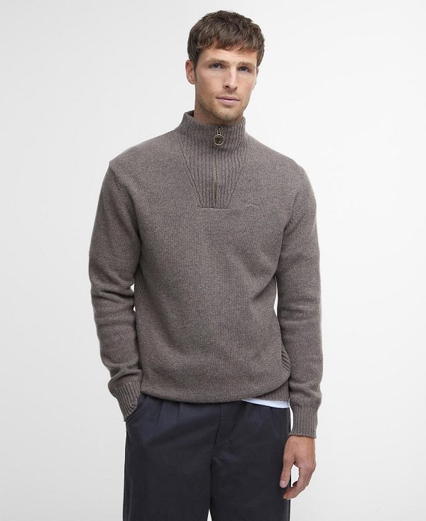 Barbour Essential L/Wool Half Zip Jumper Grey | BABO88573