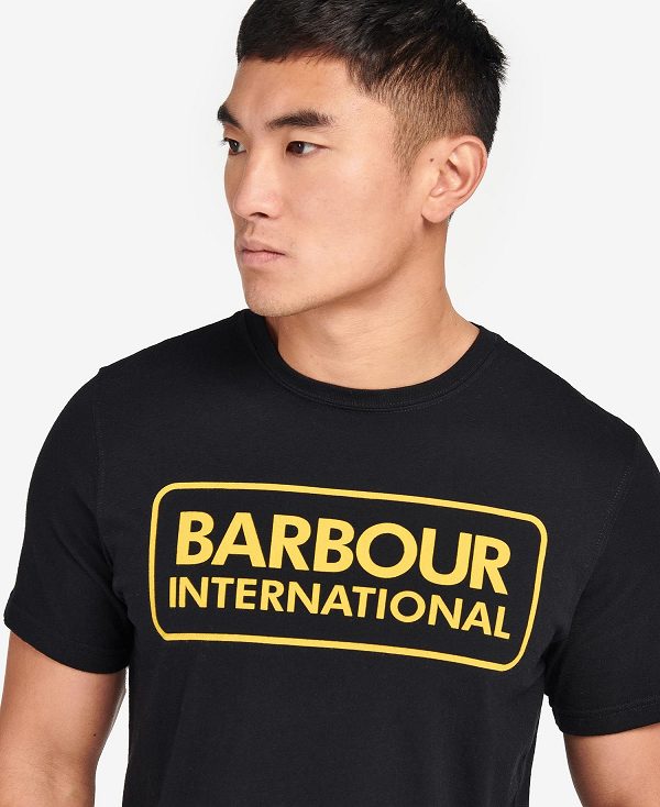 Barbour Essential Large Logo T-shirt Classic Black | BABO88279