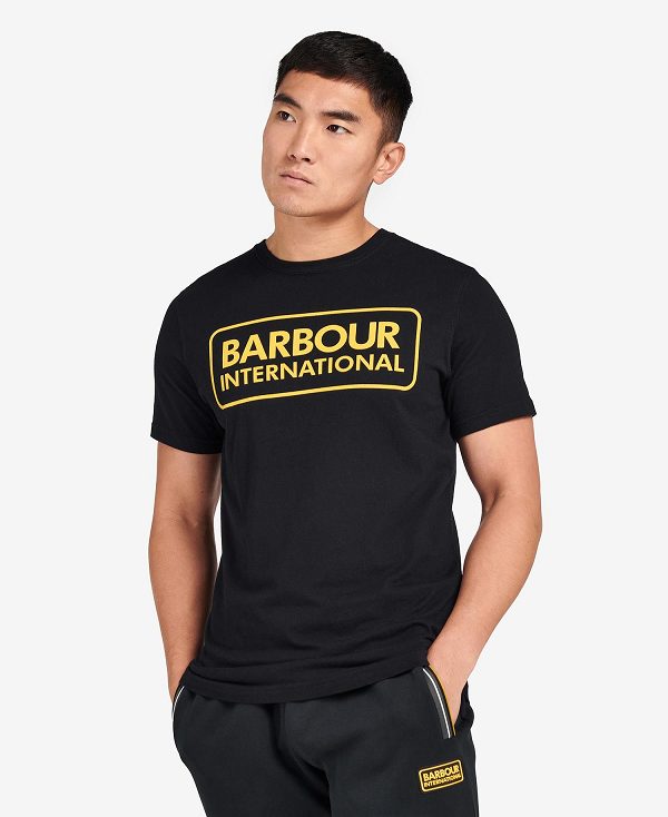 Barbour Essential Large Logo T-shirt Classic Black | BABO88279