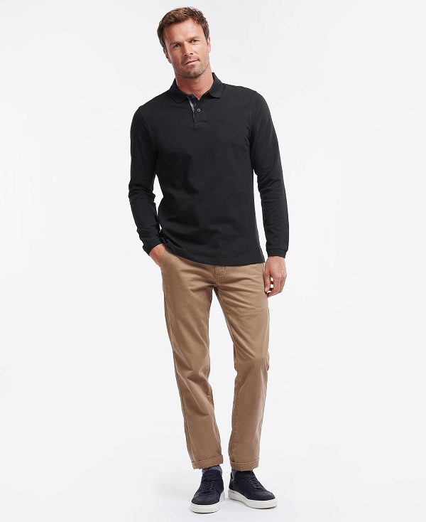 Barbour Essential Long-sleeve Polo Shirt Black | BABO88217