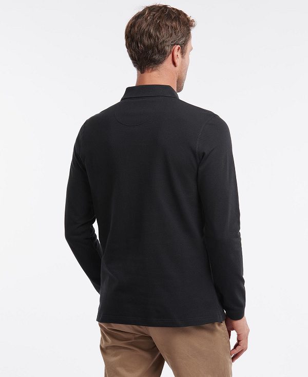 Barbour Essential Long-sleeve Polo Shirt Black | BABO88217