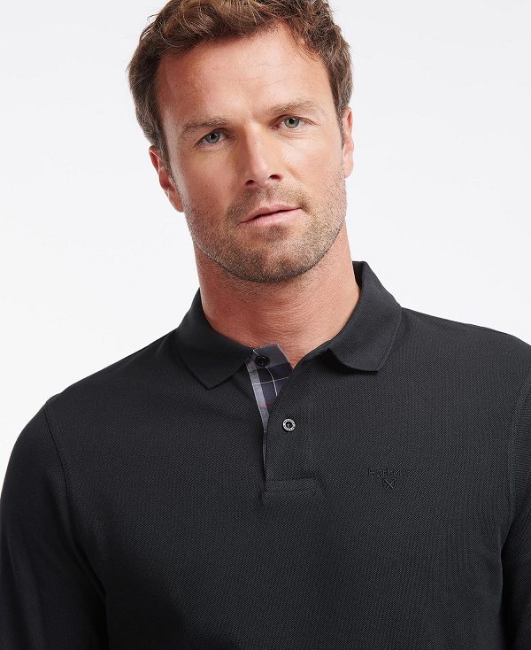 Barbour Essential Long-sleeve Polo Shirt Black | BABO88217