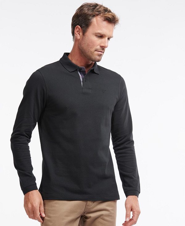 Barbour Essential Long-sleeve Polo Shirt Black | BABO88217