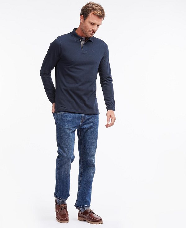 Barbour Essential Long-sleeve Polo Shirt Navy | BABO88227