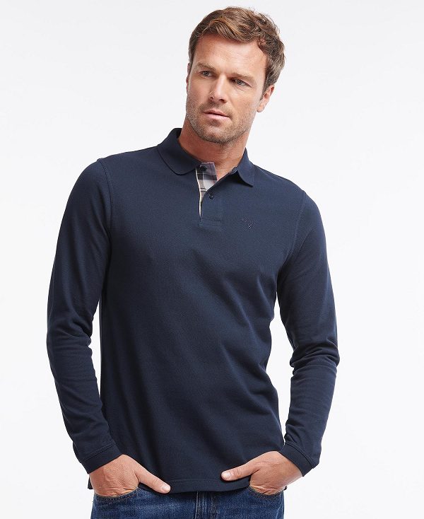 Barbour Essential Long-sleeve Polo Shirt Navy | BABO88227