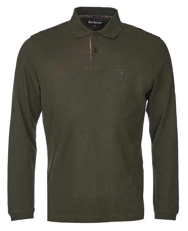 Barbour Essential Long-sleeve Polo Shirt Forest | BABO88231