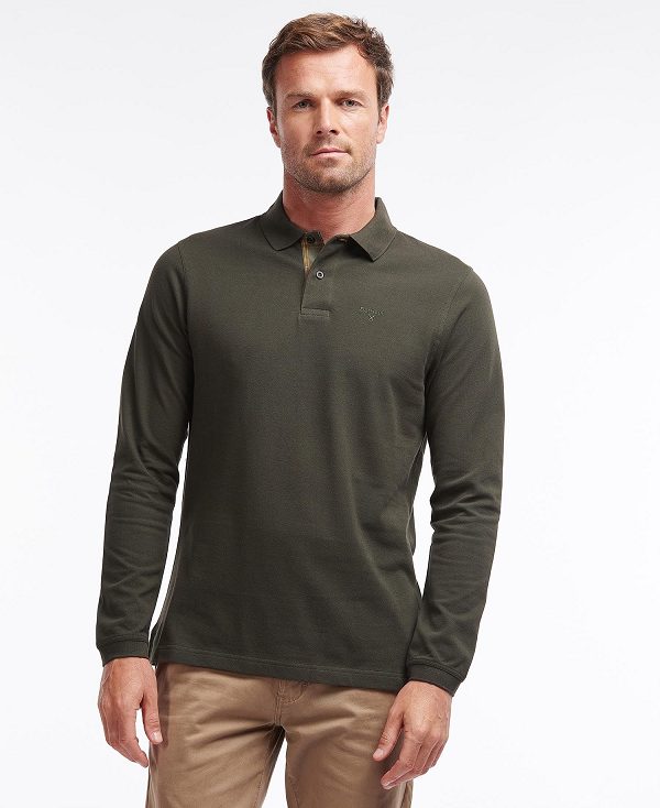 Barbour Essential Long-sleeve Polo Shirt Forest | BABO88231