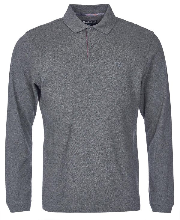 Barbour Essential Long-sleeve Polo Shirt Grey | BABO88233