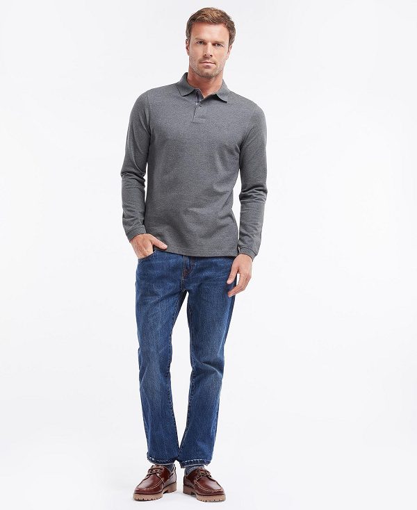 Barbour Essential Long-sleeve Polo Shirt Grey | BABO88233