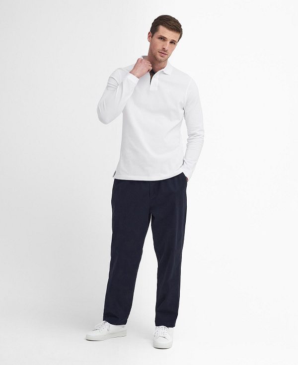 Barbour Essential Long-sleeved Polo Shirt White | BABO88238