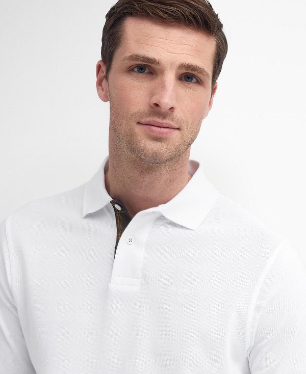 Barbour Essential Long-sleeved Polo Shirt White | BABO88238