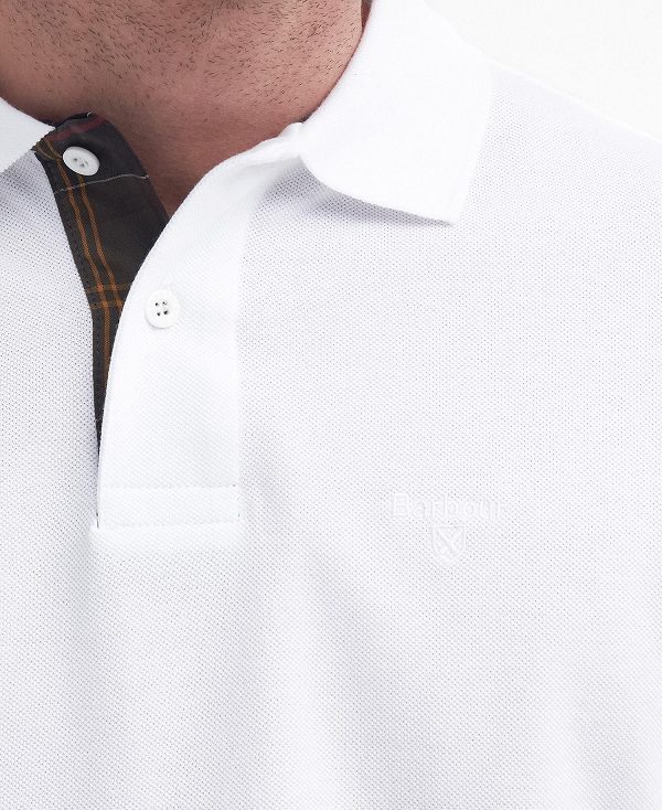 Barbour Essential Long-sleeved Polo Shirt White | BABO88238